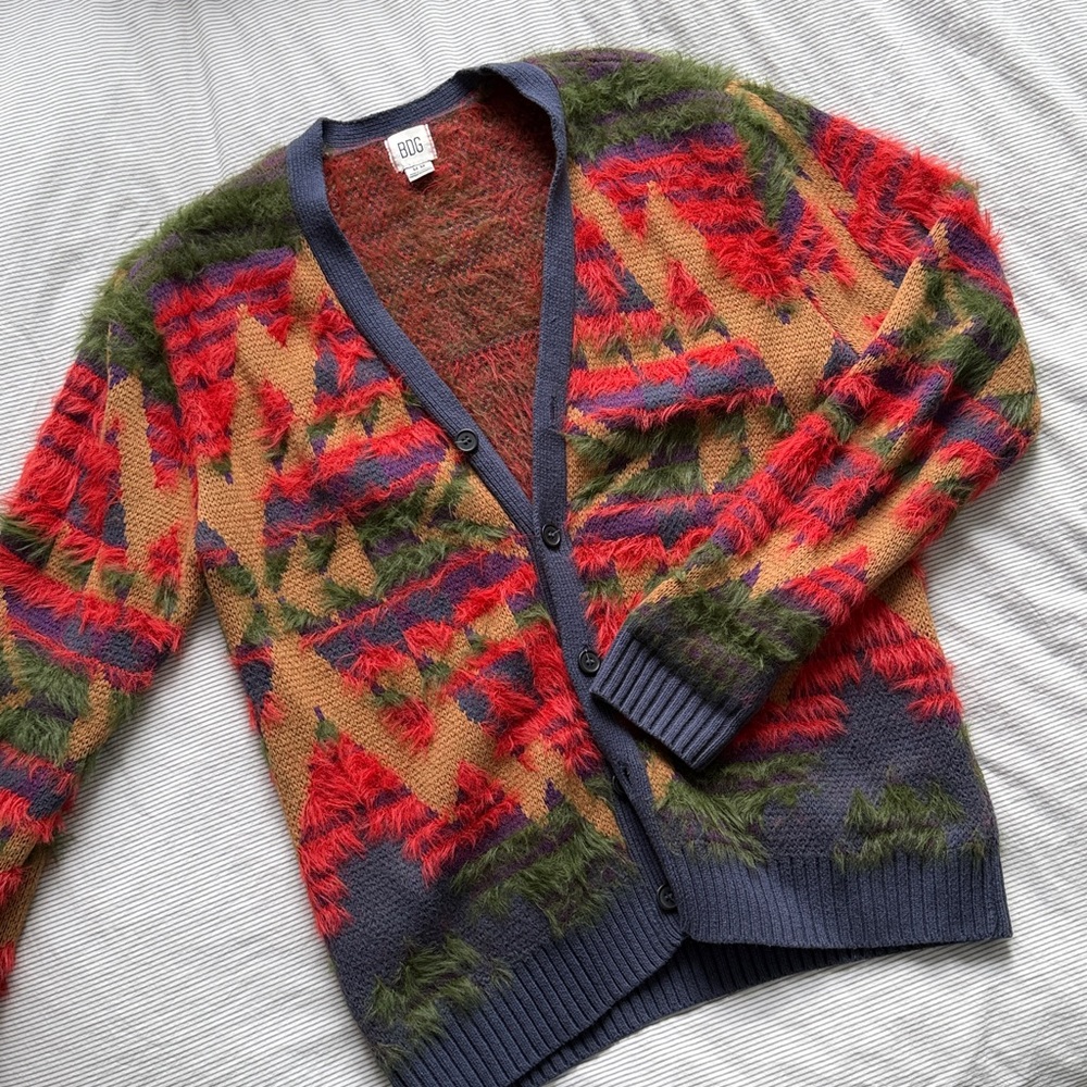 Urban Outfitters fuzzy patterned cardigan